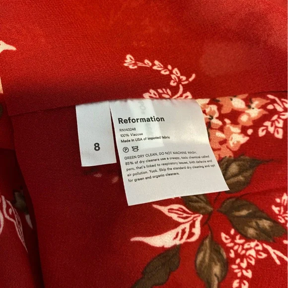 REFORMATION RED BURGANDY FLORAL VIVIANNE DRESS MINI NWT - Picture 10 of 11